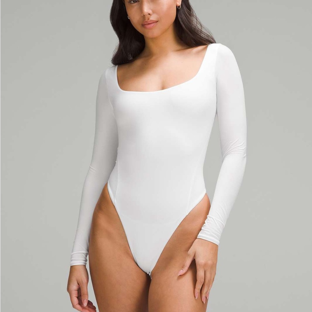 Lululemon Nulu Square-Neck Long-Sleeve Bodysuit XL White #0105